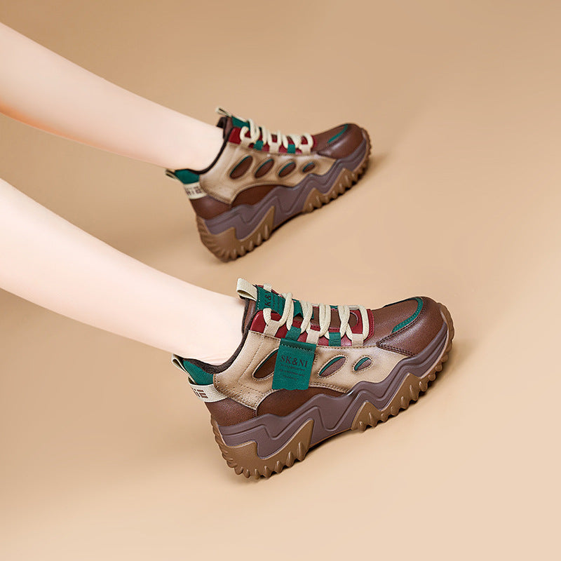 Women's Thick-soled Heightened Daddy Retro Veet Sneakers