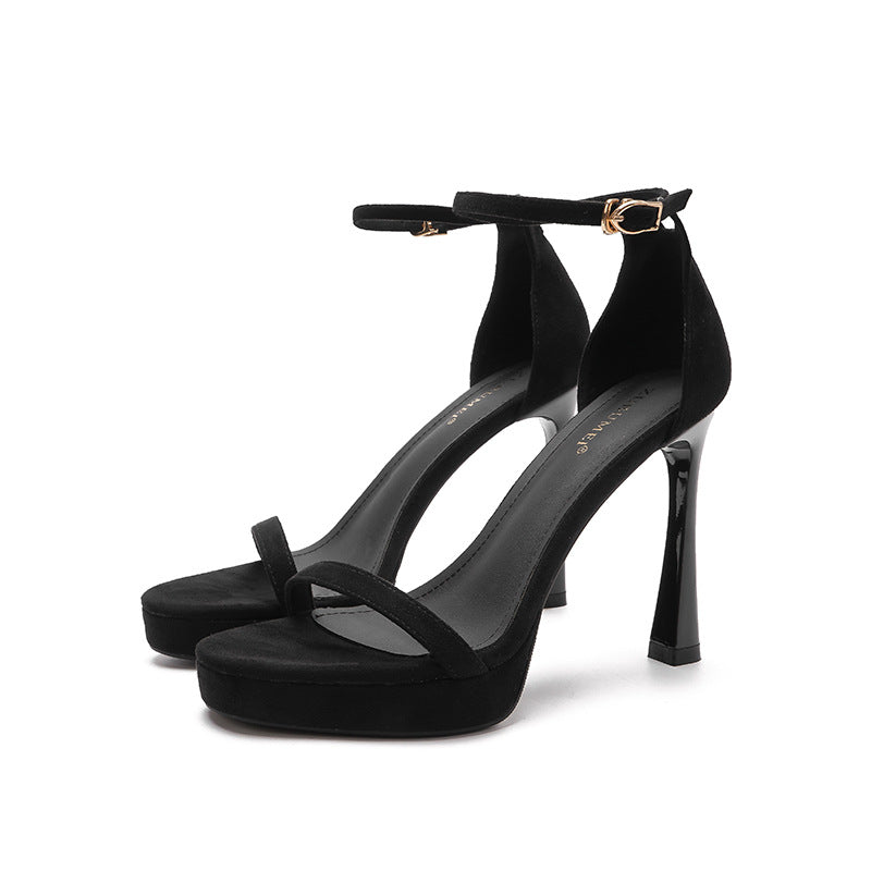 Women's One-word Stiletto High Summer Dress Sexy Waterproof Platform Not Heels