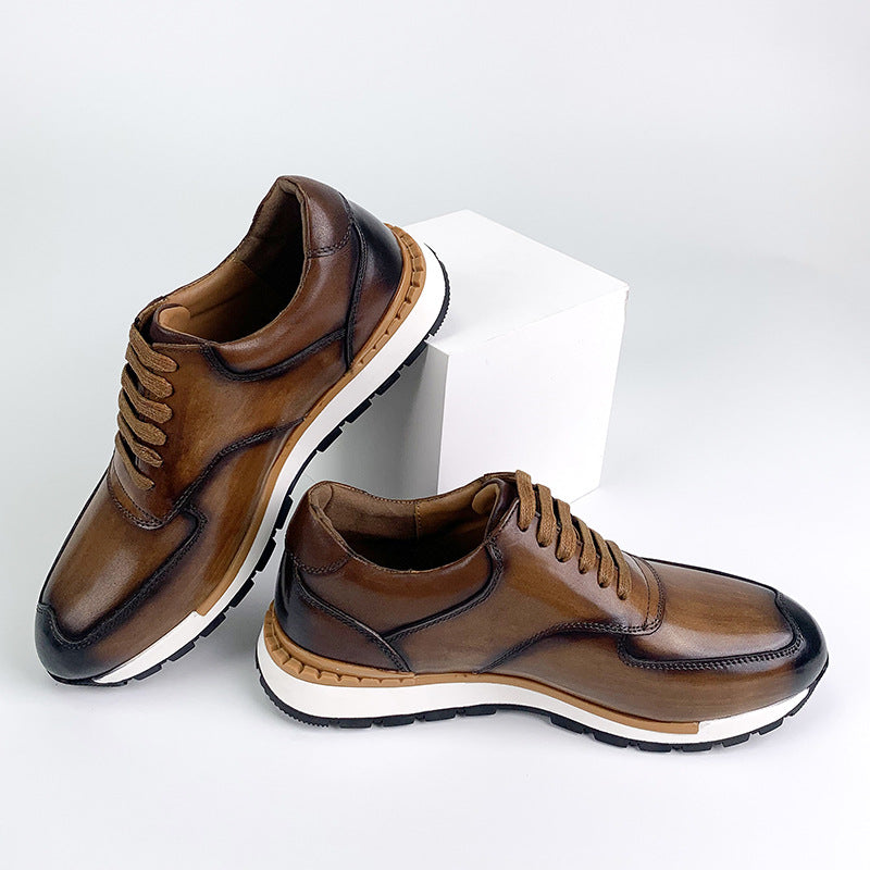 Men's Layer Cowhide Daily Outdoor Lace Up Leather Shoes