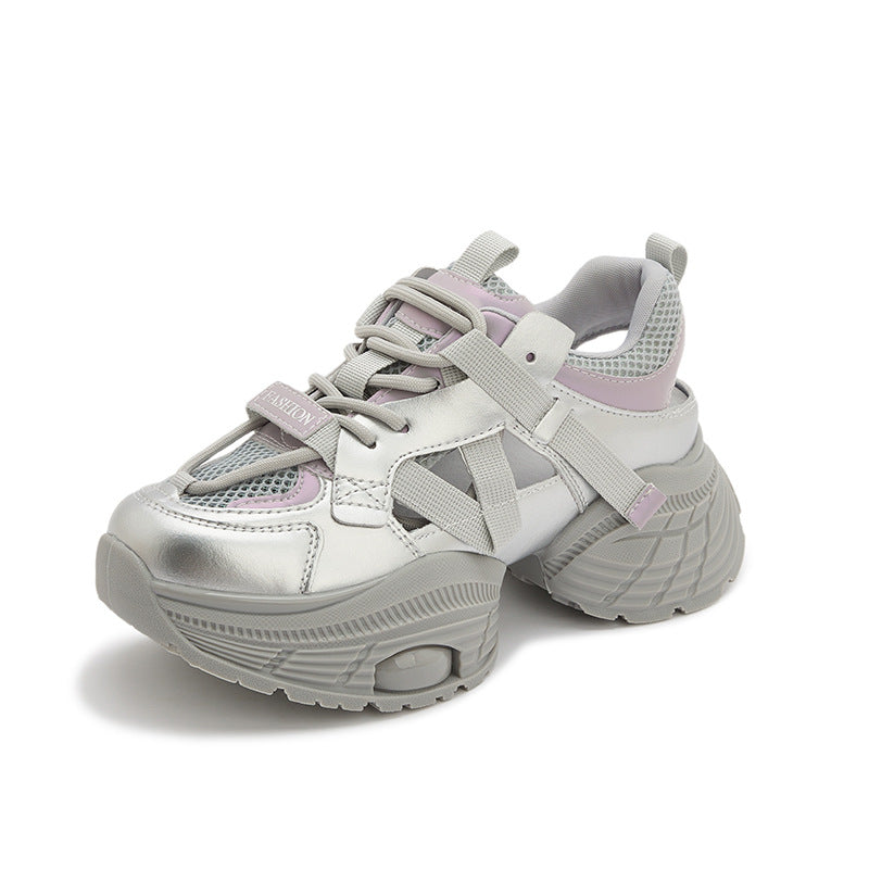 Women's Sier Fashion Clunky Height Increasing Lightweight Sneakers