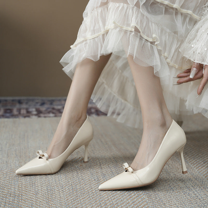 Women's French Style Retro Elegant Bowknot High Pointed Heels