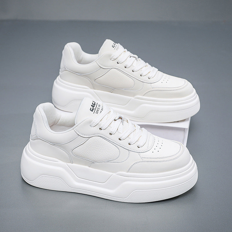 Men's White Color Block Platform Fashionable Support Small Single Quick Reverse Men's Board Shoes
