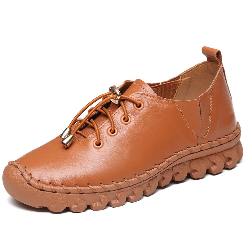 Women's Soft Bottom First Layer Cowhide Mom Casual Shoes