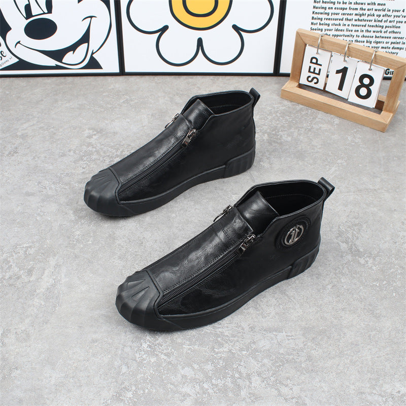 Men's Pumps Zipper Fleece-lined Warm Slugged Bottom Flat Sneakers