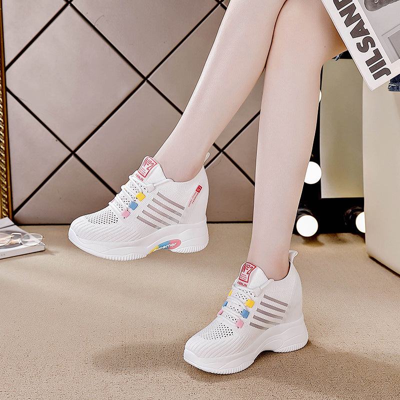 Women's Platform Height Increasing Insole White Mesh Men's Shoes