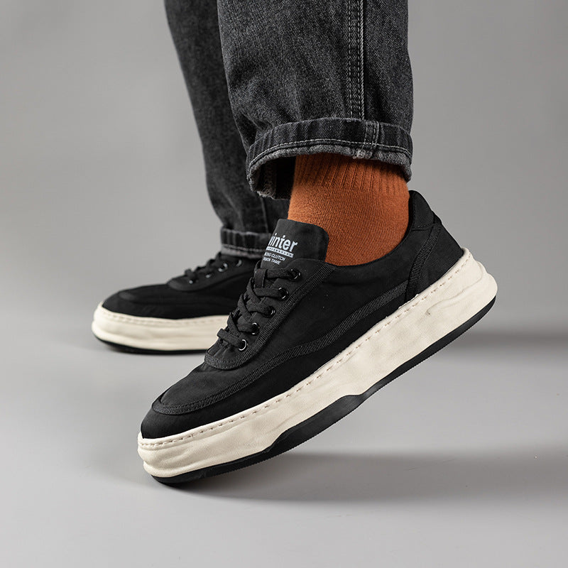 Men's Breathable Cloth Retro Platform Slip On Canvas Shoes