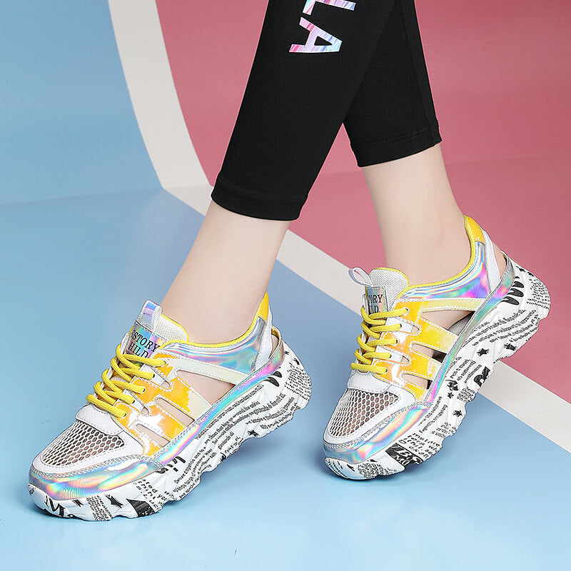 Women's Toe Summer Versatile Niche Platform Mesh Surface Hollowed Leisure Sandals