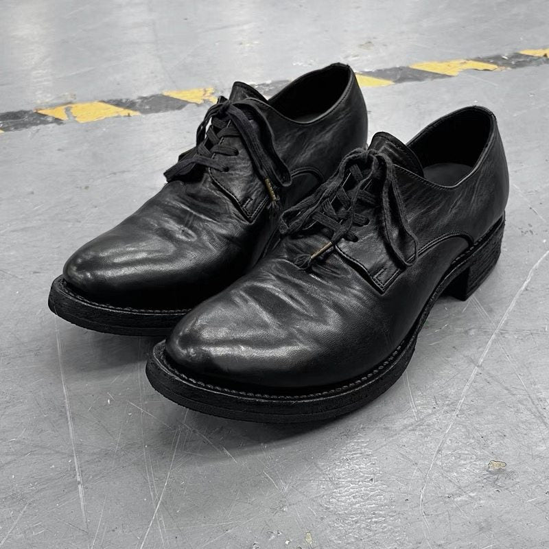 Women's & Men's Head Derby Leisure Commute Business Black Men's Casual Leather Shoes