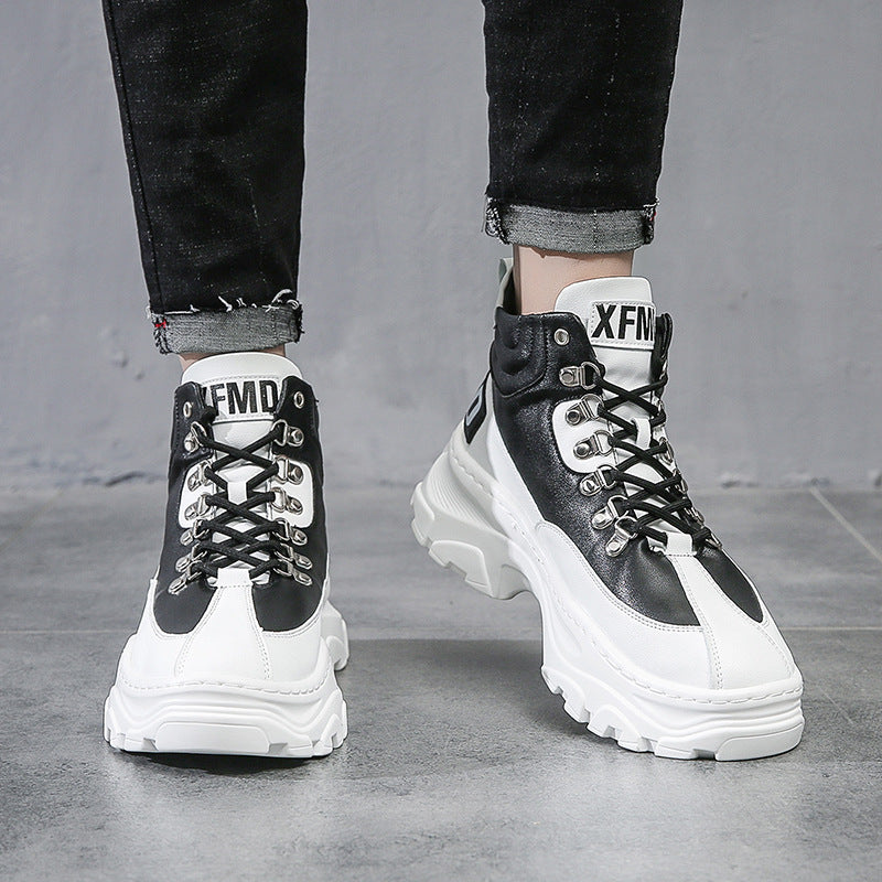Men's Matching Platform Fashion Fashionmonger Metal Buckle Boots