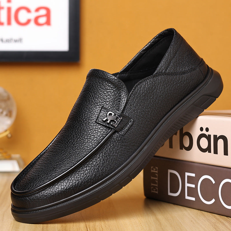 Men's Sheepskin Pumps Slip-on Soft Genuine Step-on Men's Casual Leather Shoes