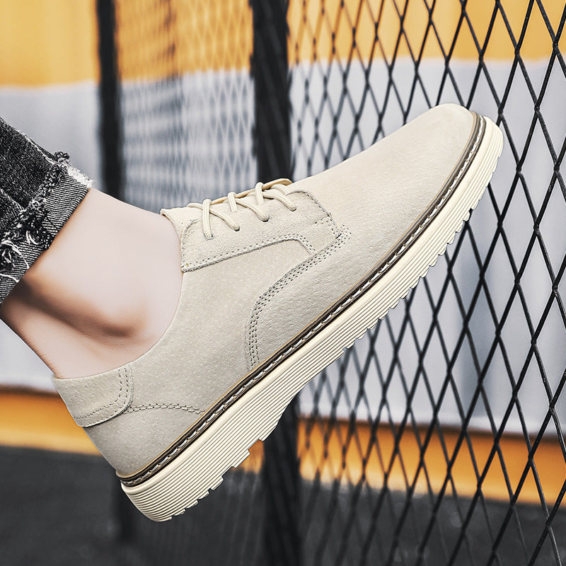 Men's Round Toe Pigskin Pumps Front Breathable Casual Shoes