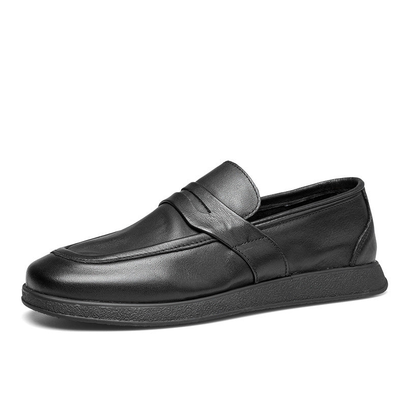 Men's Slip-on Lofter No Lace Breathable Versatile Soft Bottom Leather Shoes