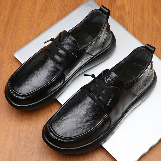 Men's Genuine Breathable Soft Surface Thick Bottom Leather Shoes
