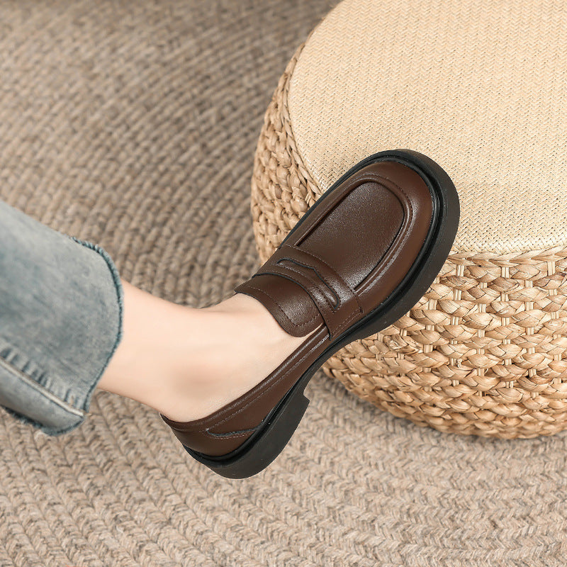 Platform Female Fleece-lined British Style Slip-on Loafers