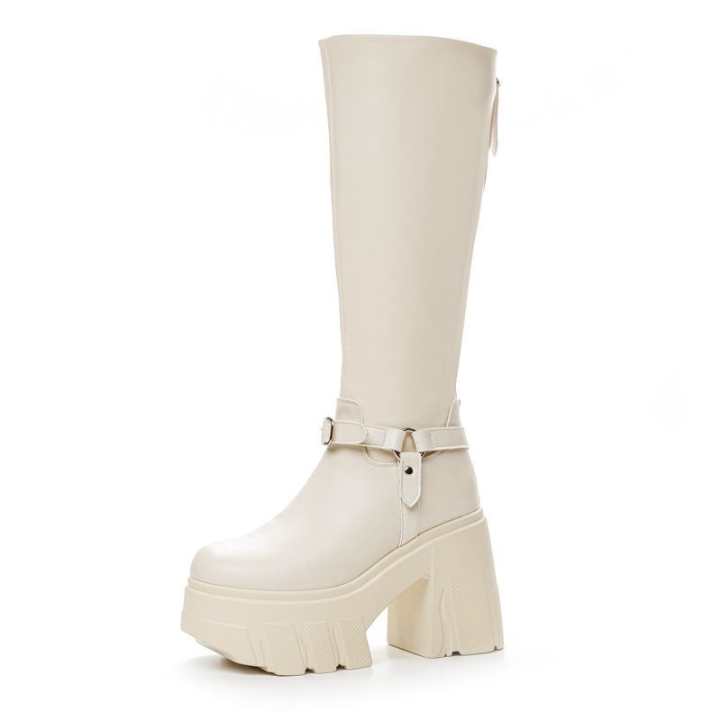Women's Thick High Height Increasing Super Knight Platform Small Heels
