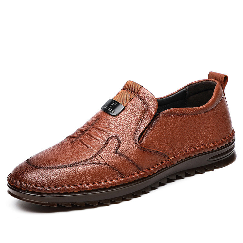 Men's Spring First Layer Cowhide Soft Bottom Casual Shoes
