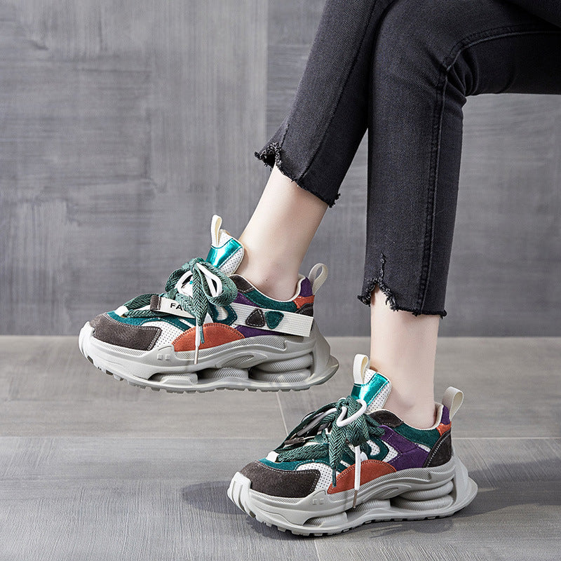 Women's Platform Trend Multicolor Genuine Lace Up Casual Shoes