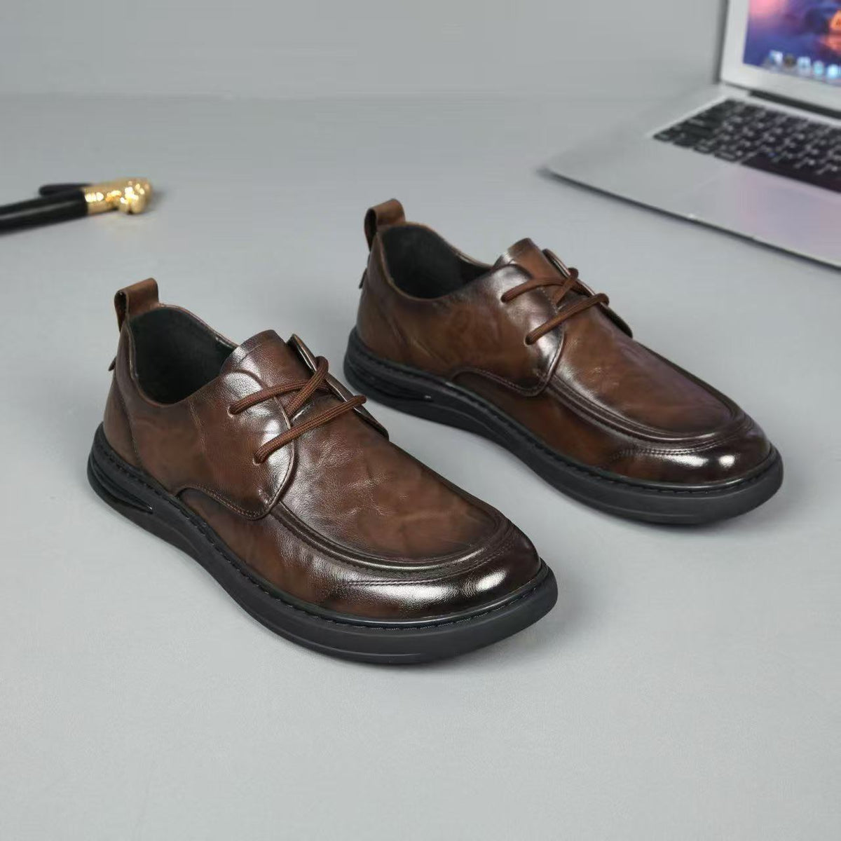 Men's Autumn First Layer Cowhide Business Platform Men's Shoes