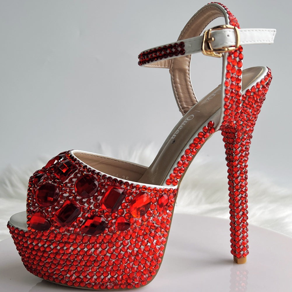 Stiletto Rhinestone Wedding Bridal Colorful Crystals Crystal Sandals