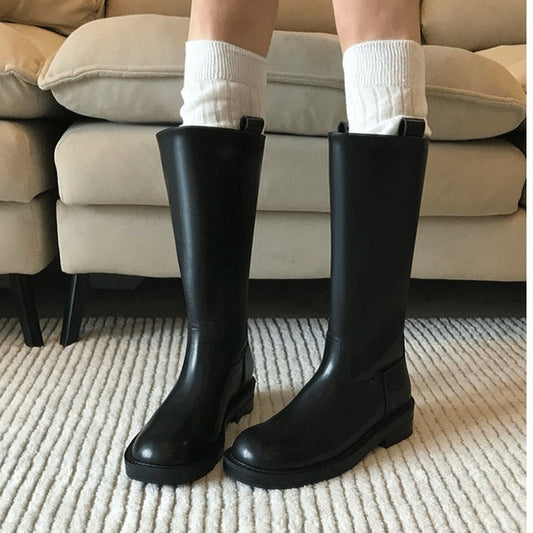 Mid Thick Wide Tube Knight High Below The Knee Boots
