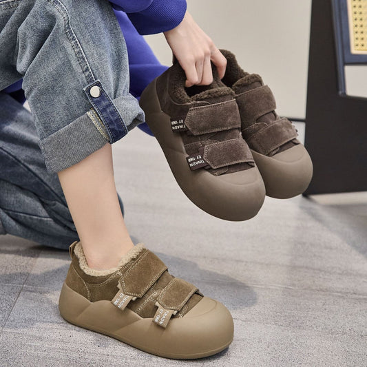 Head Soft Bottom Bread Retro Frosted Lamb Women's Shoes