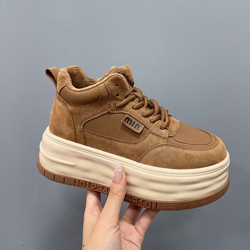 Women's Platform White Spring Comfortable Small Height Casual Shoes
