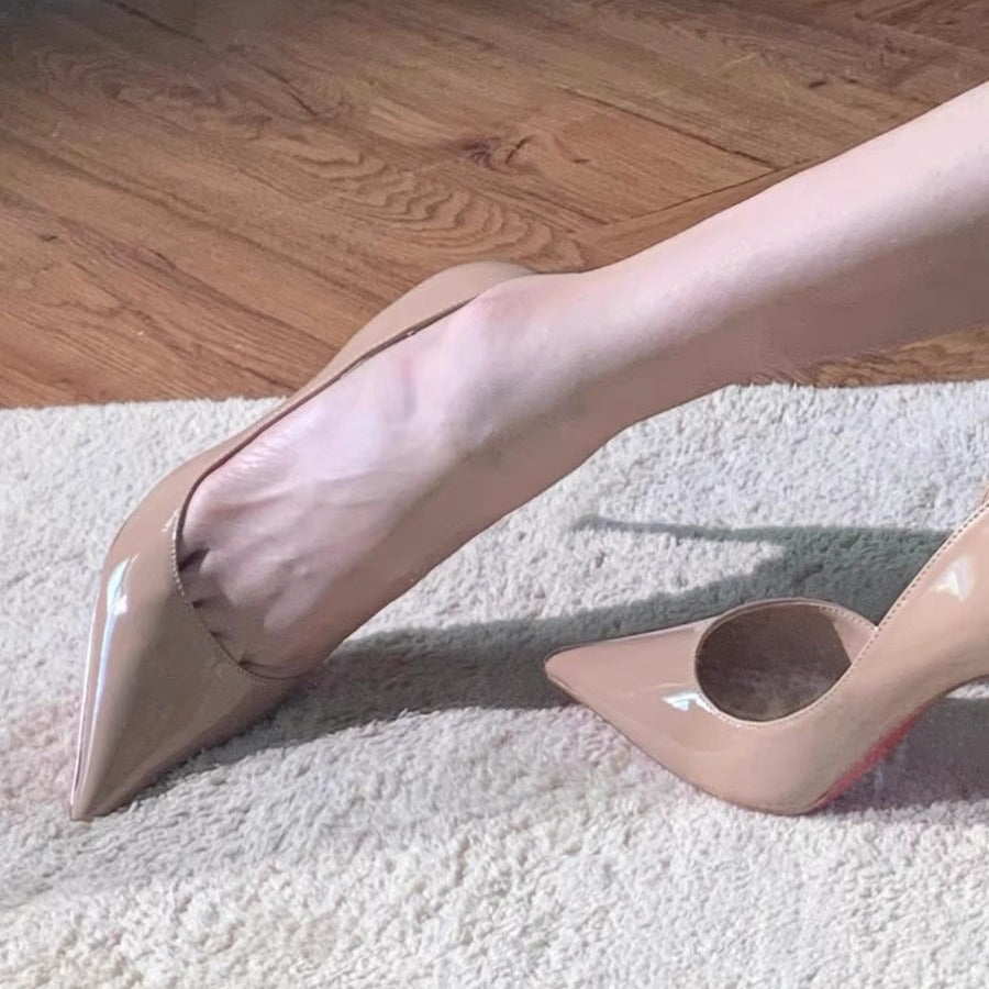 Women's Sheepskin Pumps Pointed Toe Sexy Nude Stiletto Women's Fashion Shoes
