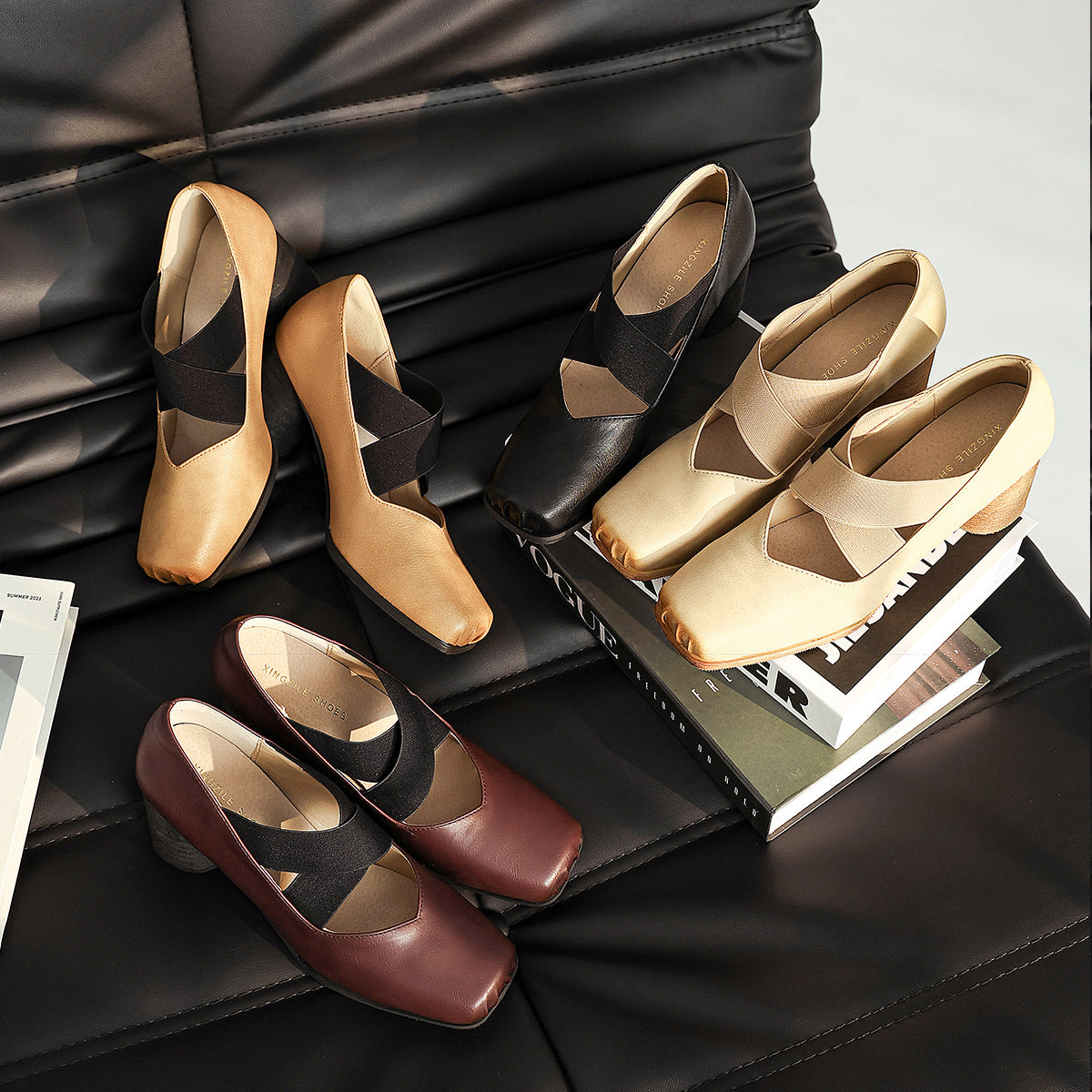 Women's & Men's Outerwear French Square Toe Pig Nose Pumps Men's Shoes