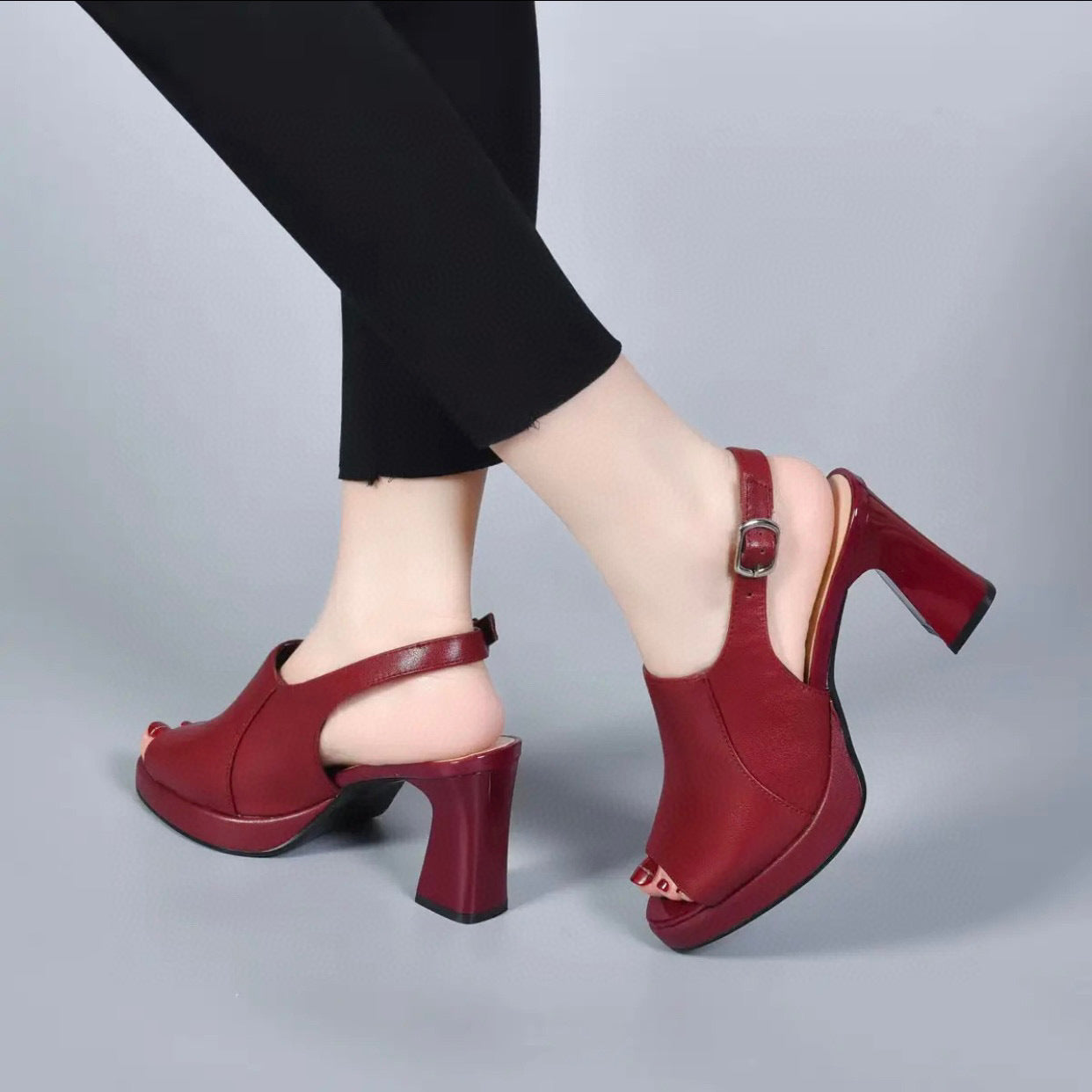 Women's High Summer Peep Toe Waterproof Platform Heels