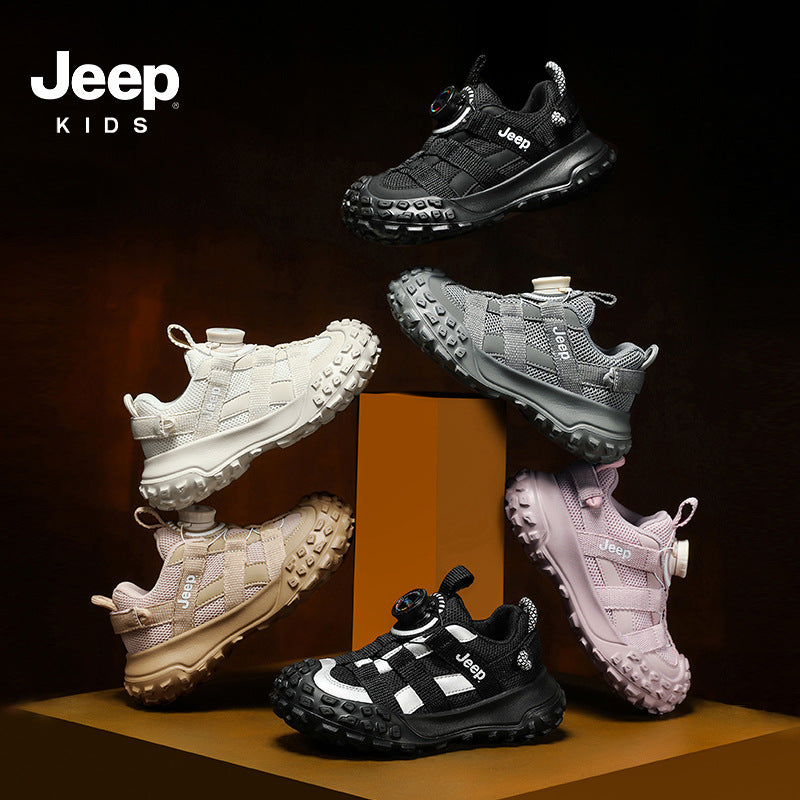 Children's Autumn Mesh Surface Dad Spin Button Kid's Sneakers