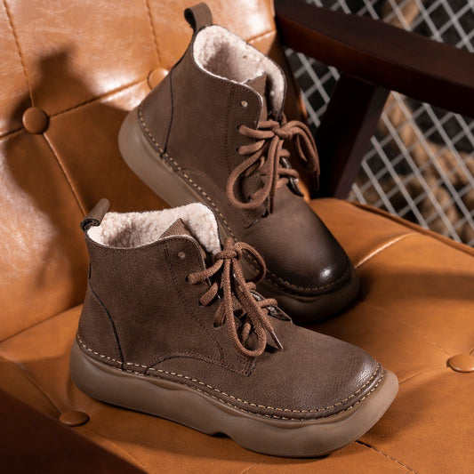 Women's Fleece Lining Short For Handmade Cotton Linen Boots