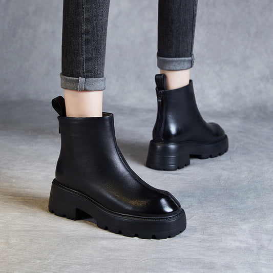 Women's Knight Autumn Genuine Muffin Height Increasing Boots