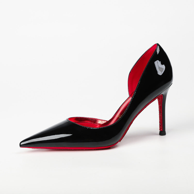 With Toe Protection Air Cotton Side Empty Pointed Red High Women's Fashion Shoes