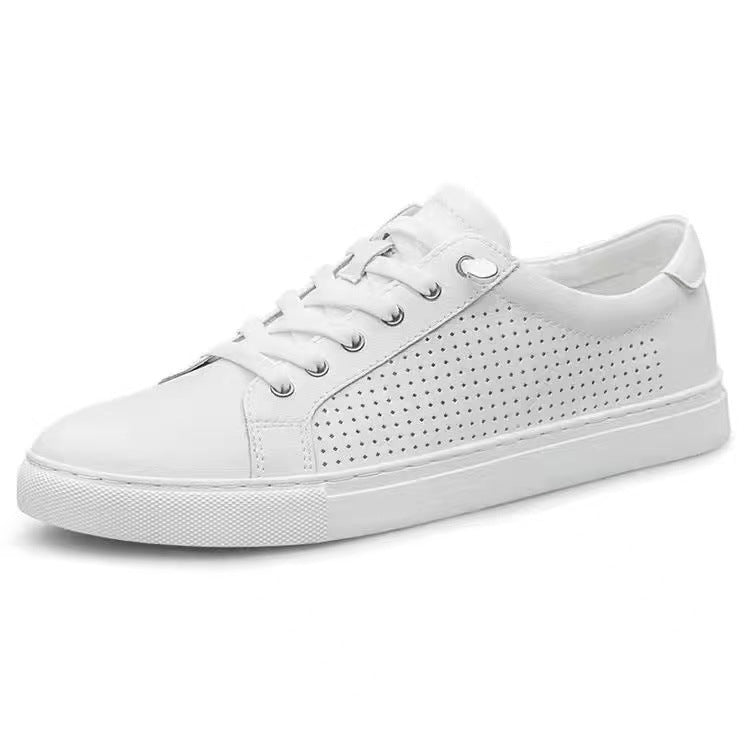 Women's & Men's Large Size White Cowhide Soft Bottom Men's Board Shoes
