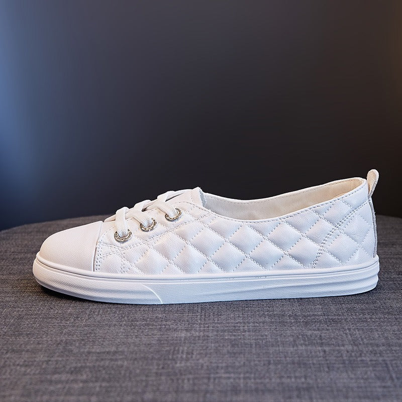Attractive Elegant Women's White Sheepskin Flat Women's Casual Shoes