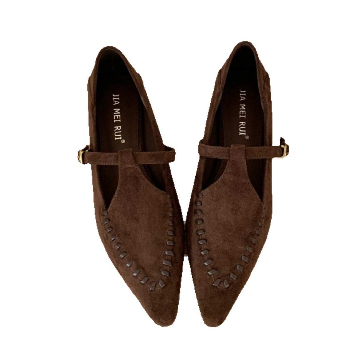 Women's Bottom Pointed Toe Peas Wedge Simple Vintage Buckle Thick Strap Women's Fashion Shoes