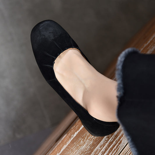 Women's Price Low-cut Round Head Grandma Cowhide Soft Casual Shoes