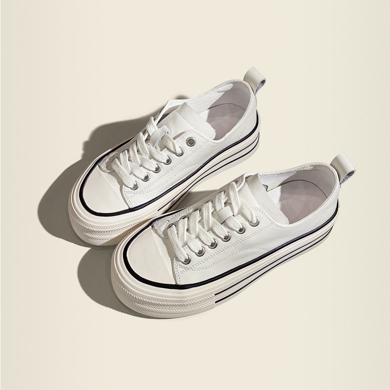 Women's Platform White Round Toe Increased Sports Skate Tide Casual Shoes