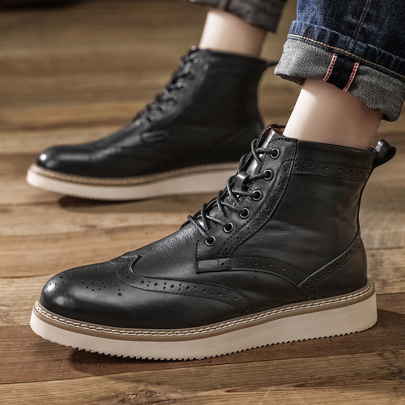 Men's British American Retro Rub Colored Worker Boots
