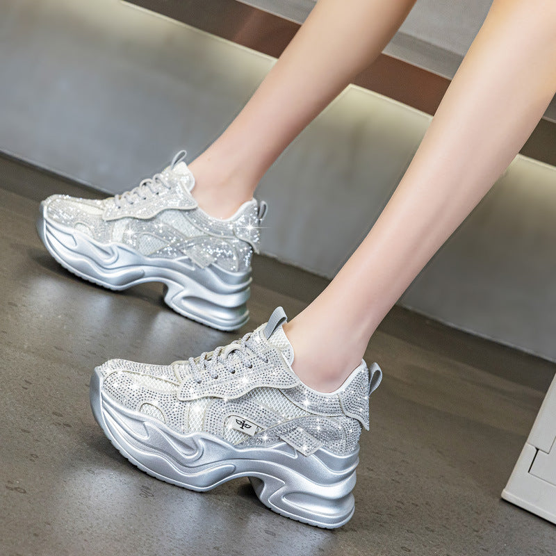 Women's Platform Muffin Height Increasing Insole Dad Mesh Breathable Light Running Sneakers