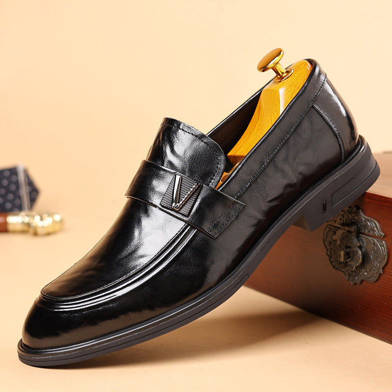 Men's First Layer Cowhide Genuine Pointed Formal Fashion Men's Business Leather Shoes