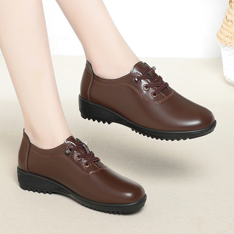 Women's Spring Single Low Wedge Short Mother Women's Shoes