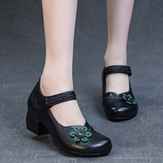 Women's Mid Soft Bottom Shallow Mouth First Layer Scalp Casual Shoes