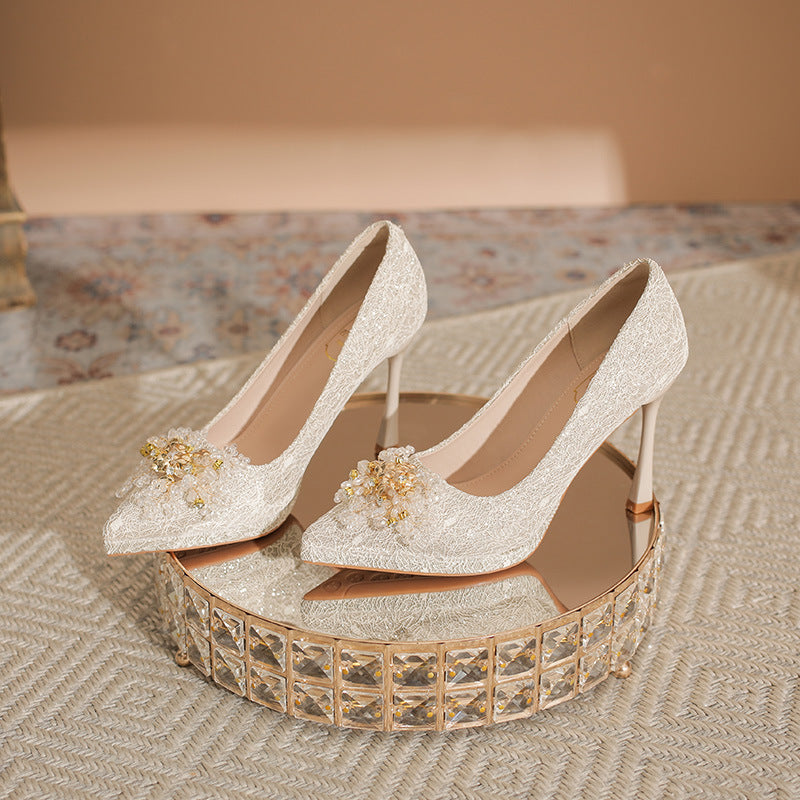 Women's Satin Wedding Bridal Dress Two-way Waterproof Platform Women's Shoes