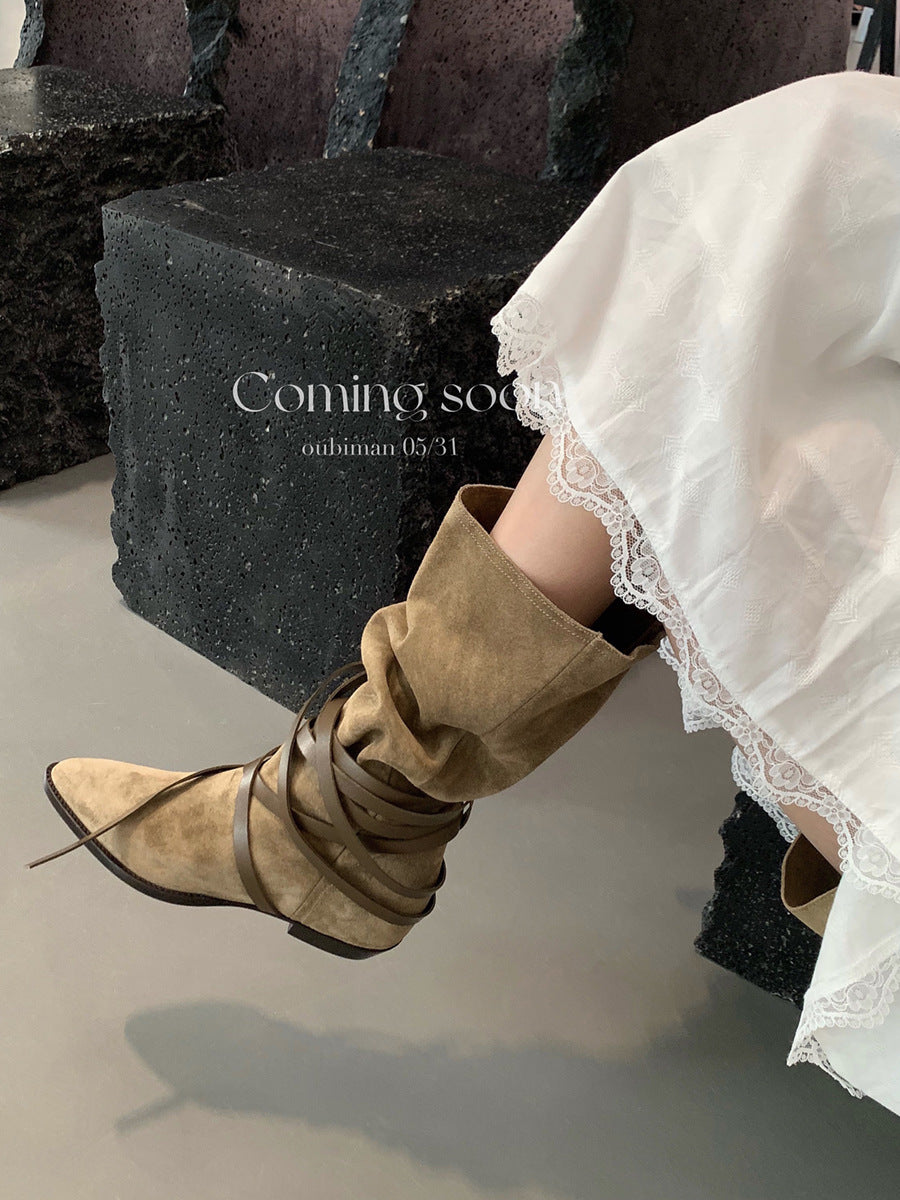 Master Autumn Pile Style Flat Pointed Boots