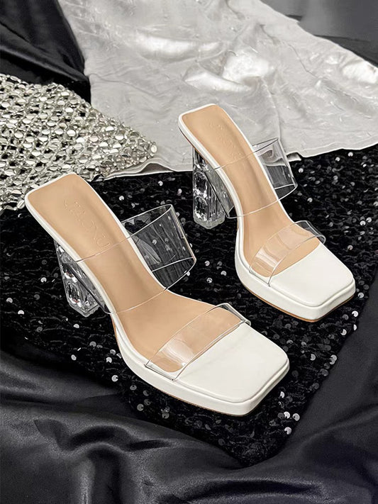 Women's Film High Outer Wear Crystal Transparent Heels