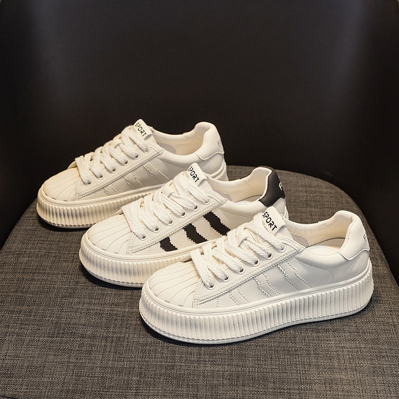 Women's Shell Head White Genuine Platform Biscuit Women's Casual Shoes