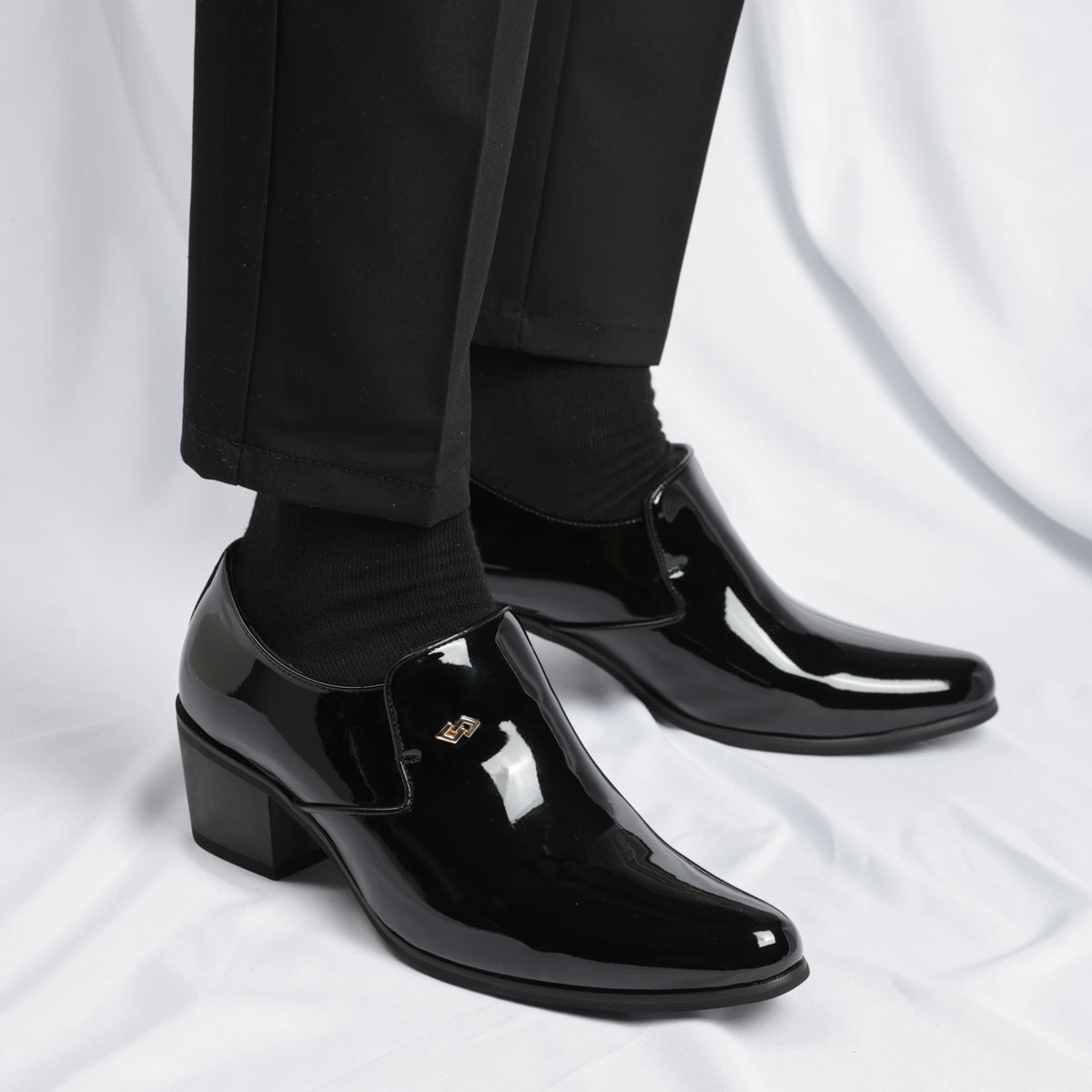 Men's Cuban Height Increasing Fashion Slip-on High Banquet Heels