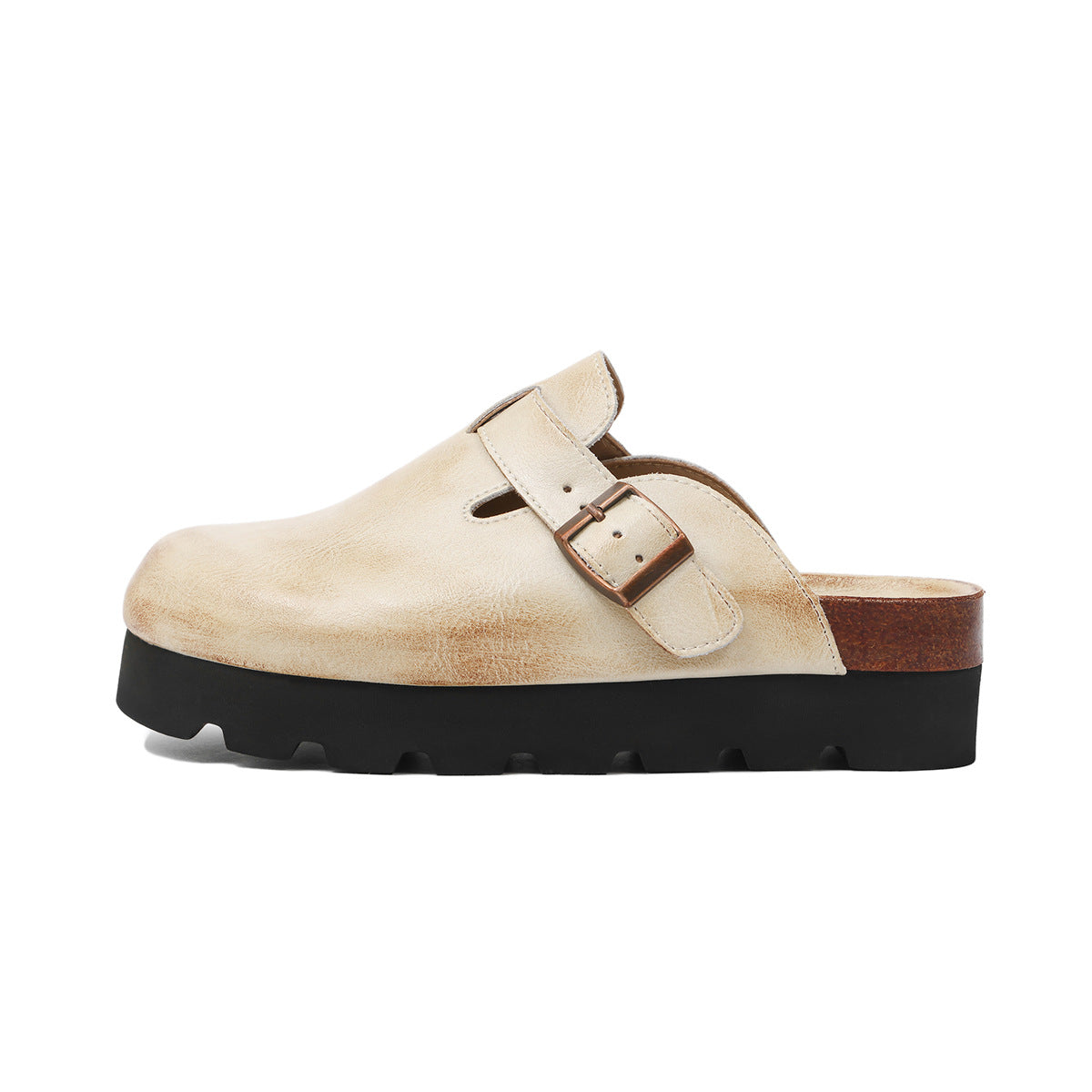 Women's Version Retro Platform Toe Cap Genuine Slippers