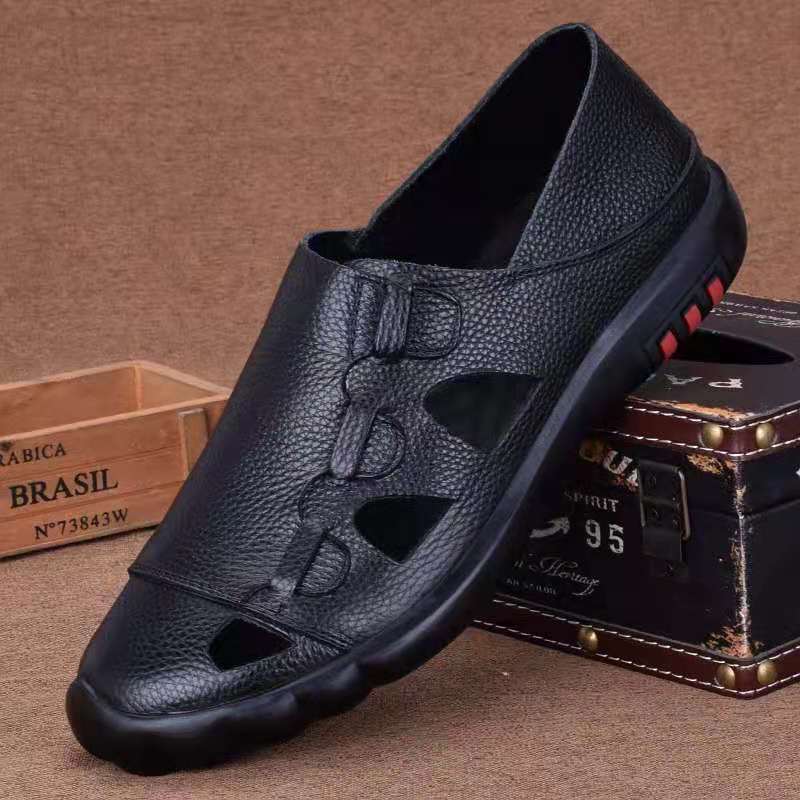 Men's Autumn Genuine Hole Breathable Soft Bottom Top Sandals